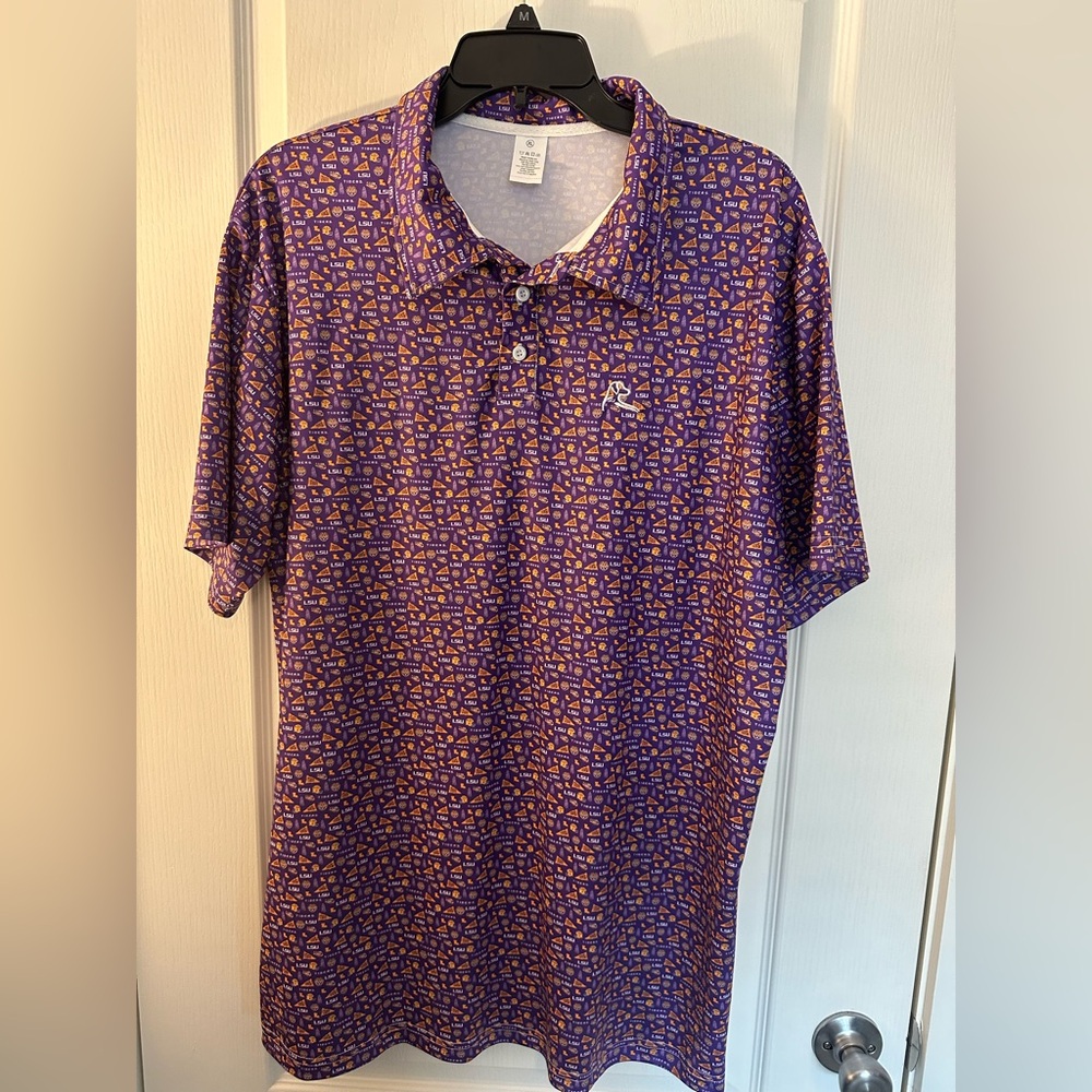 LSU Game Day Short sleeve Collegiate Polo Men’s shirt NWOT